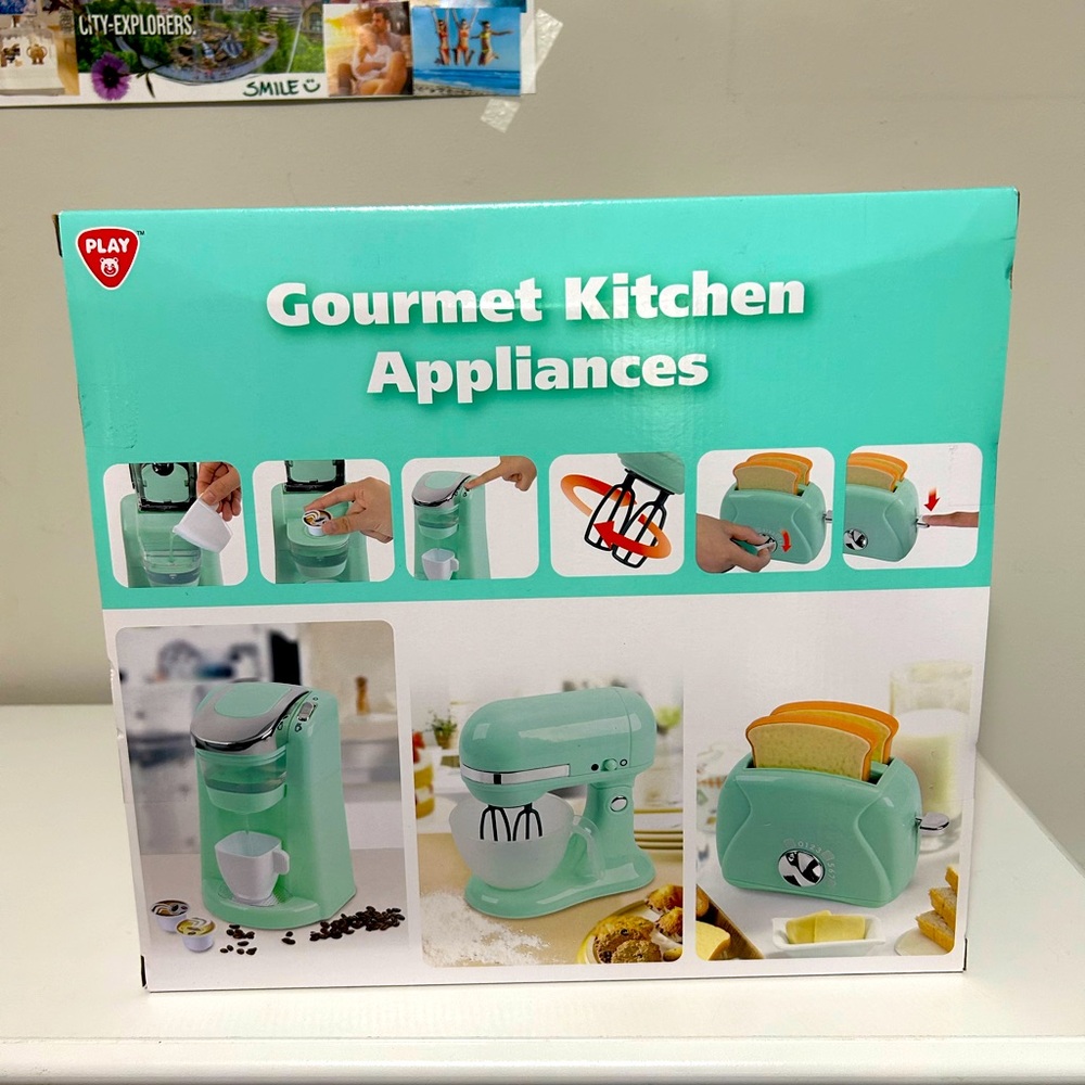 Gourmet Children's or Kids' Play Kitchen Appliances Set - Teal - Picture 7 of 8